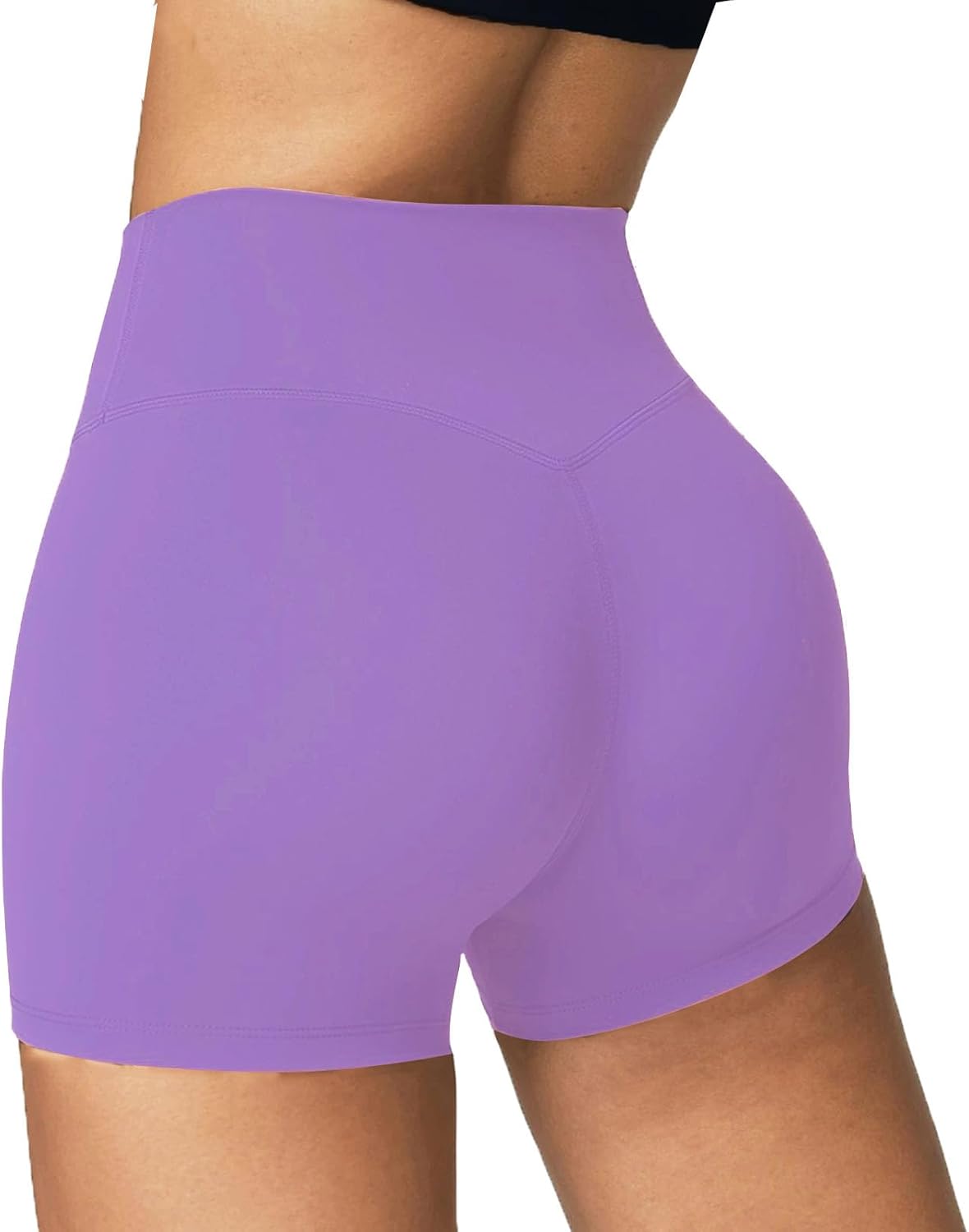 Skiennix High Waisted Biker Shorts - Tummy Control for Fitness & Yoga | Purple, Size 5