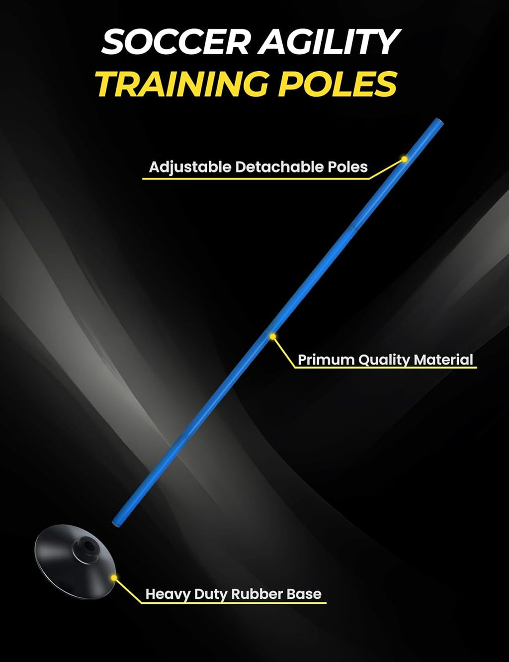 SEAOTTER Soccer Agility Poles Set - 6ft Detachable Speed Poles with Rubber Base | 4/6/10 Pcs for Training