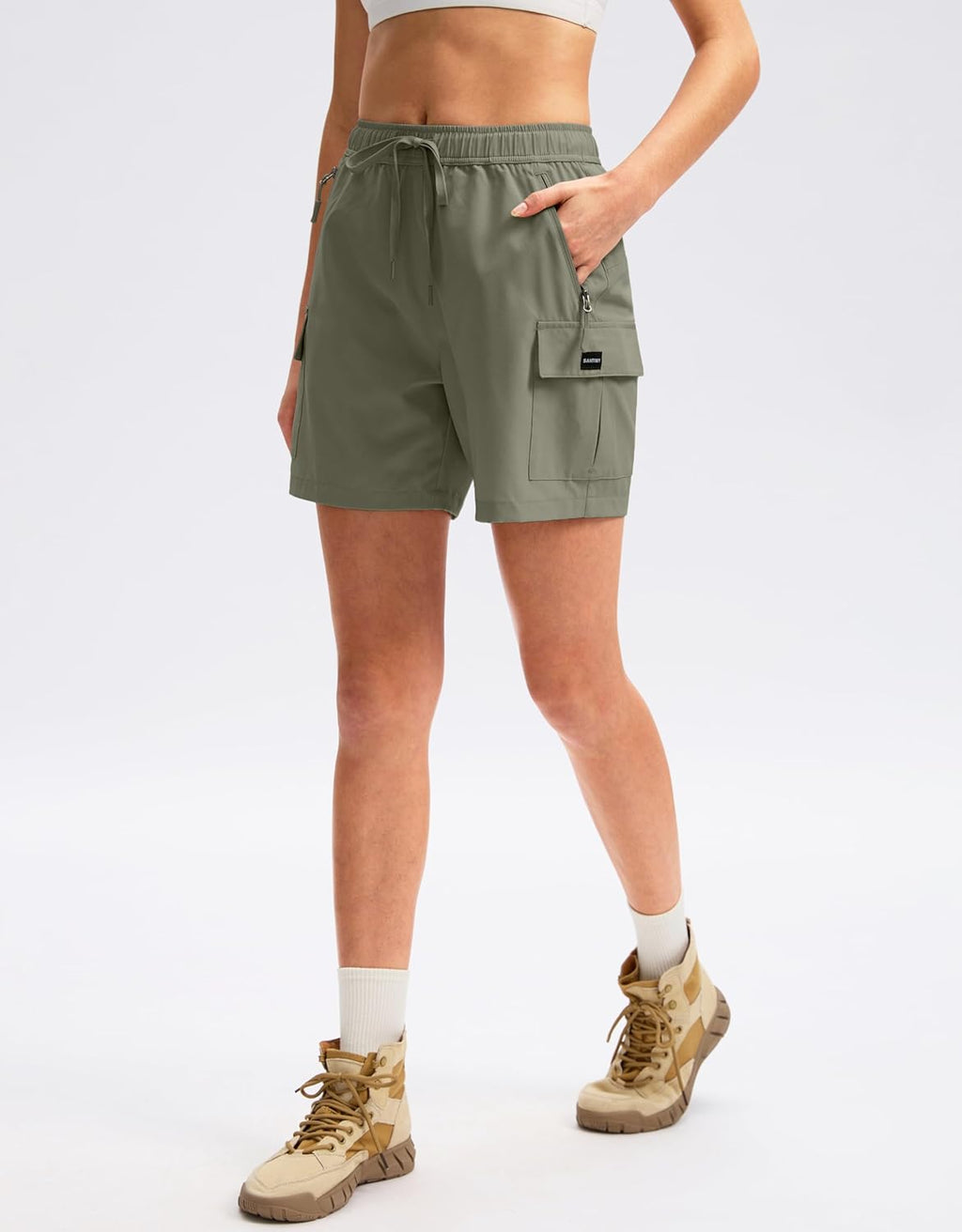 SANTINY Women's Hiking Cargo Shorts - Quick Dry, Lightweight Summer Athletic Shorts with Zipper Pockets | Available in 5'', 7'', 9'' Sizes