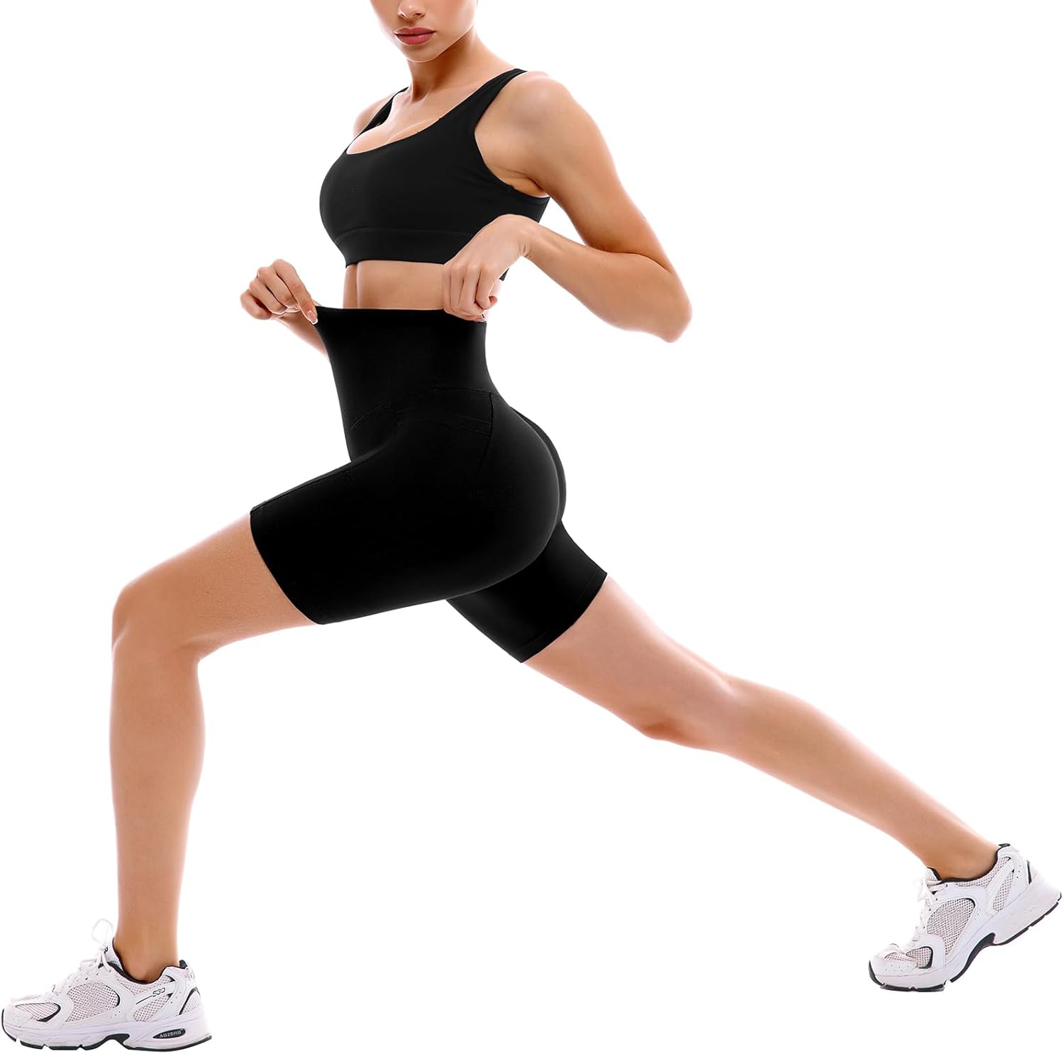 SINOPHANT Biker Shorts - High Waist, Buttery Soft Fabric with Pockets for Yoga & Gym | 2 Pack