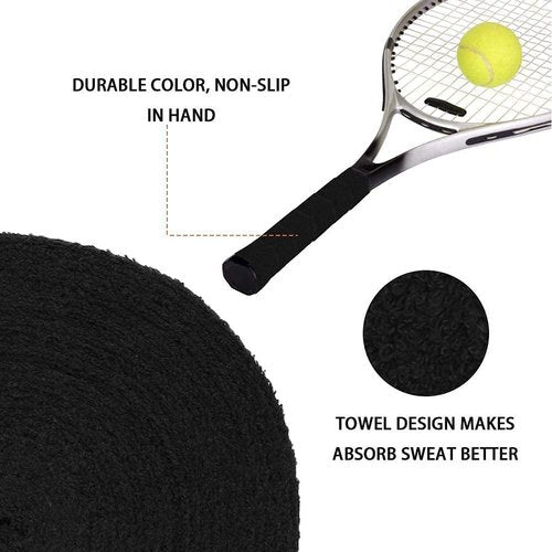 RONGXG 10m Tennis Towel Racket Grip Tape Anti Slip Badminton Handle Tape Absorbent Grip Thicken Racquet Racket Over Grips Elasticity Tennis Racket Replacement Grip Sweatband Racket Wraps Tape