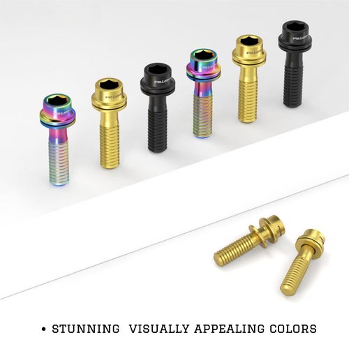 Juscycling Pack of 6 pcs Titanium Bolts Screws for MTB Road Bicycle and Mountain Bike Stem, M5X18mm (Oil Slick)