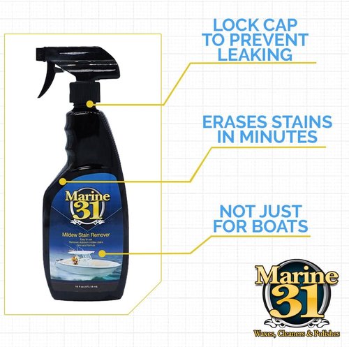 Marine 31 Mildew Stain Remover & Cleaner - Powerful Formula for Boats, Home, & Bathroom | 16oz