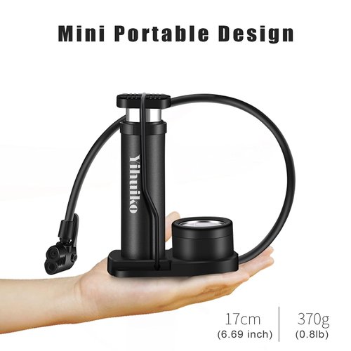 Mini Bicycle Pump Bike Foot Pump 120 PSI Foot Activated Floor Pump with Extra Sensitive Pressure Gauge Portable Air Pump with Gas Ball Needle for All Bike, Fits Presta & Schrader Valve