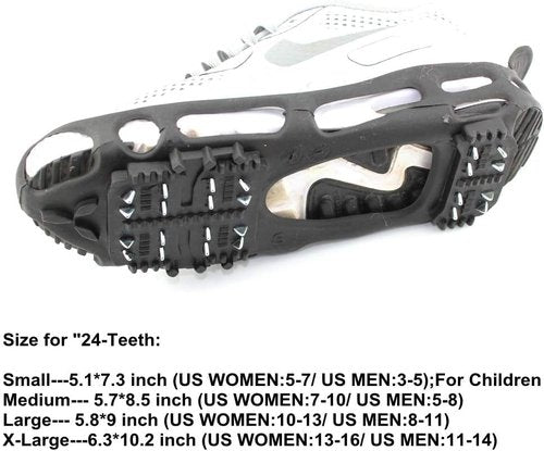 Ice Cleats Grippers for Shoes and Boots 24 Teeth Crampons 10 Teeth Tiny Spikes Ice Cleats for Walk on Ice Snow and Freezing Mud (24-Teeth, S (2024))