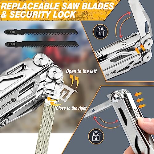 BIBURY 31-in-1 Multitool Pliers Pro with Silver Finish — Camping & Outdoor