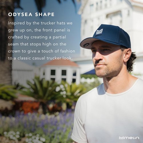 melin Odysea Stacked Hydro, Heather Grey, Men's Performance Snapback Hats, Water-Resistant Fitted Baseball Caps for Men & Women, Golf, Running, or Workout Hat, Medium-Large