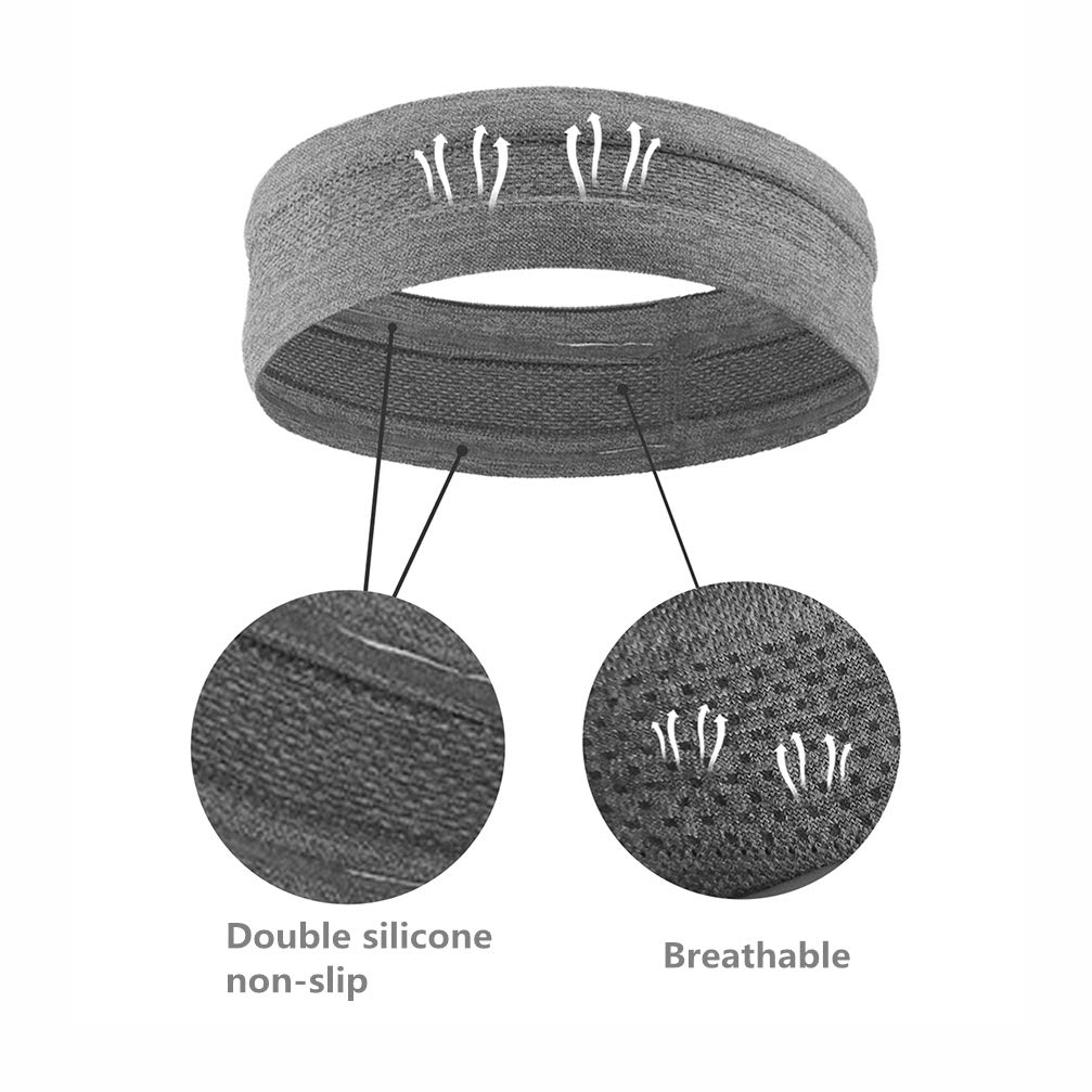 QiShang Sweat Bands - 6-Pack Non-Slip Headbands for Women | Moisture-Wicking Workout Gear