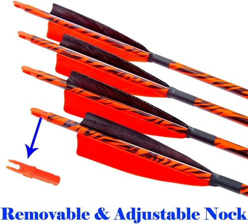 Archery Traditional Arrows - 12PCS Carbon Shafts with Turkey Feathers | 30-32 Inch for Recurve & Longbow