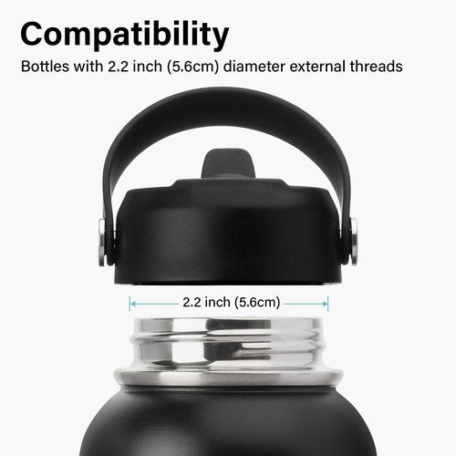 DYSANKY Straw Lid for Wide-Mouth Water Bottles-Movable Handle Design, 2 Straws,1 Straw Brushes Included, BPA-Free, Leak-Proof Accessory for Wide-Mouth Sports Water Bottles