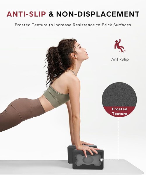 HAPBEAR Yoga Blocks 2 Pack - High-Density EVA Foam, Non-Slip Surface for Deep Stretching | 9x6x3in