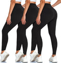 3 Pack Leggings for Women, High Waisted Tummy Control No See-Through Yoga Pants for Workout Running Black/Black/Black