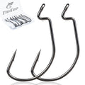 FishTrip 50pcs EWG Hooks for Bass Fishing Hooks, Extra Wide Gap Offset Worm Hook Texas Rig Fish Hooks for Bass Trout Freshwater Saltwater 3/0