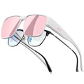 ATTCL Polarized Fit Over Sunglasses for Men Women, Oversized Square UV400 Sun Glasses for Driving, Fishing T991 White-Pink