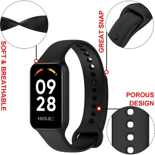 BABEJIA 6 Pack Replacement Bands Compatible with Xiaomi Smart Band 8 Active & Redmi Band 2, Soft TPU Straps, Wristband Breathable, Adjustable, Quick Release