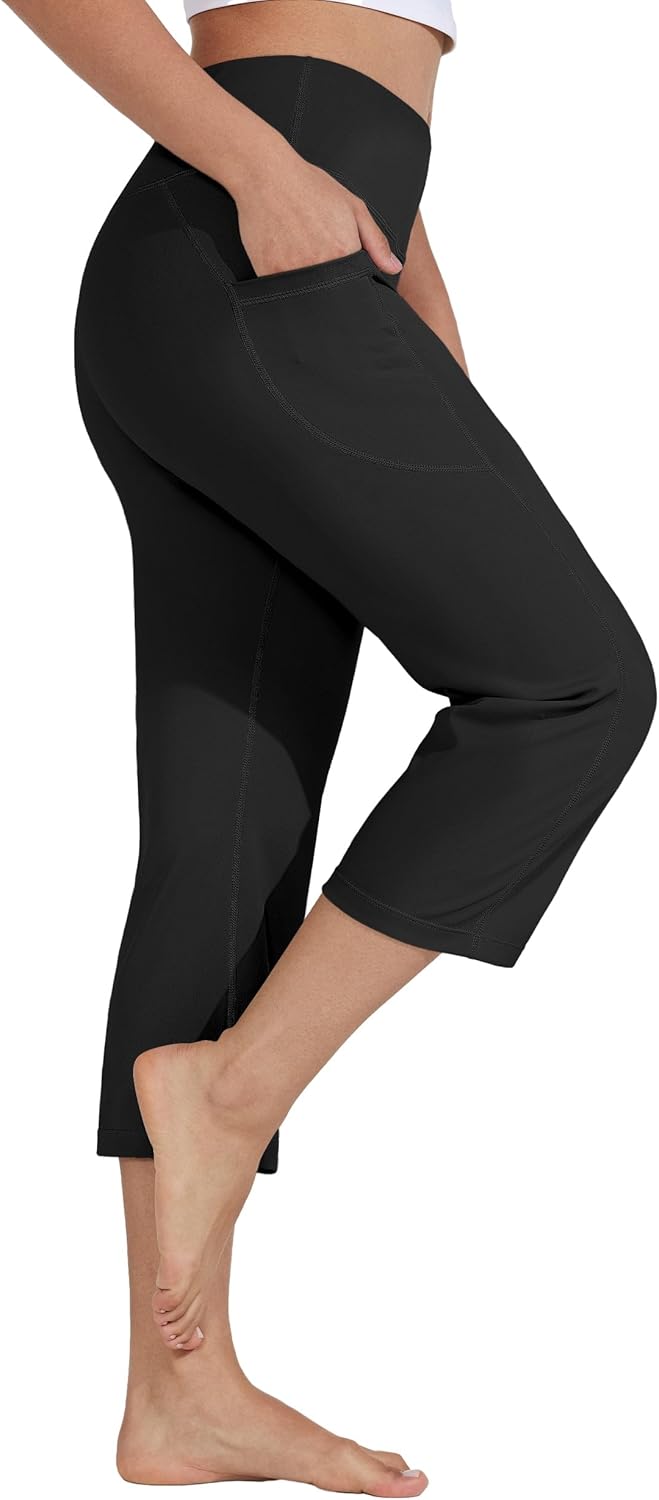 Willit Women's Yoga Capris - High Waist Athletic Leggings for Comfortable Workouts | 21" Length