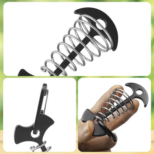 12 Pack Deck Anchors Pegs with Carabiners - Aluminum Rope Tensioner; Tent Tie Down Stakes, Windproof Canopy Tent Anchors, Outdoor Camping Accessories