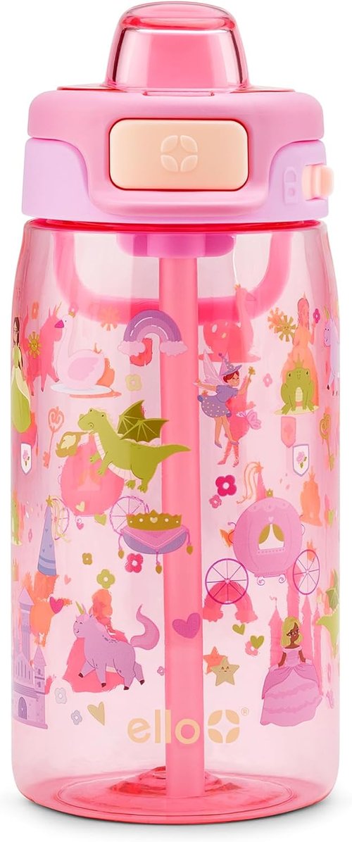 Ello Kids Water Bottle - 16oz Tritan Plastic with Quick Fill Technology | Leak-Proof, BPA Free, Royal Palace