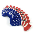 HUGELOONG Golf Iron Covers USA Flag (3-9,A P S L)-Head Covers with Numbers on Top(Blue/Red/White