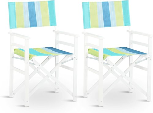 Bonnlo Folding Camping Chair Set of 2 - Sturdy Wooden Frame & Beige Canvas for Outdoor Use