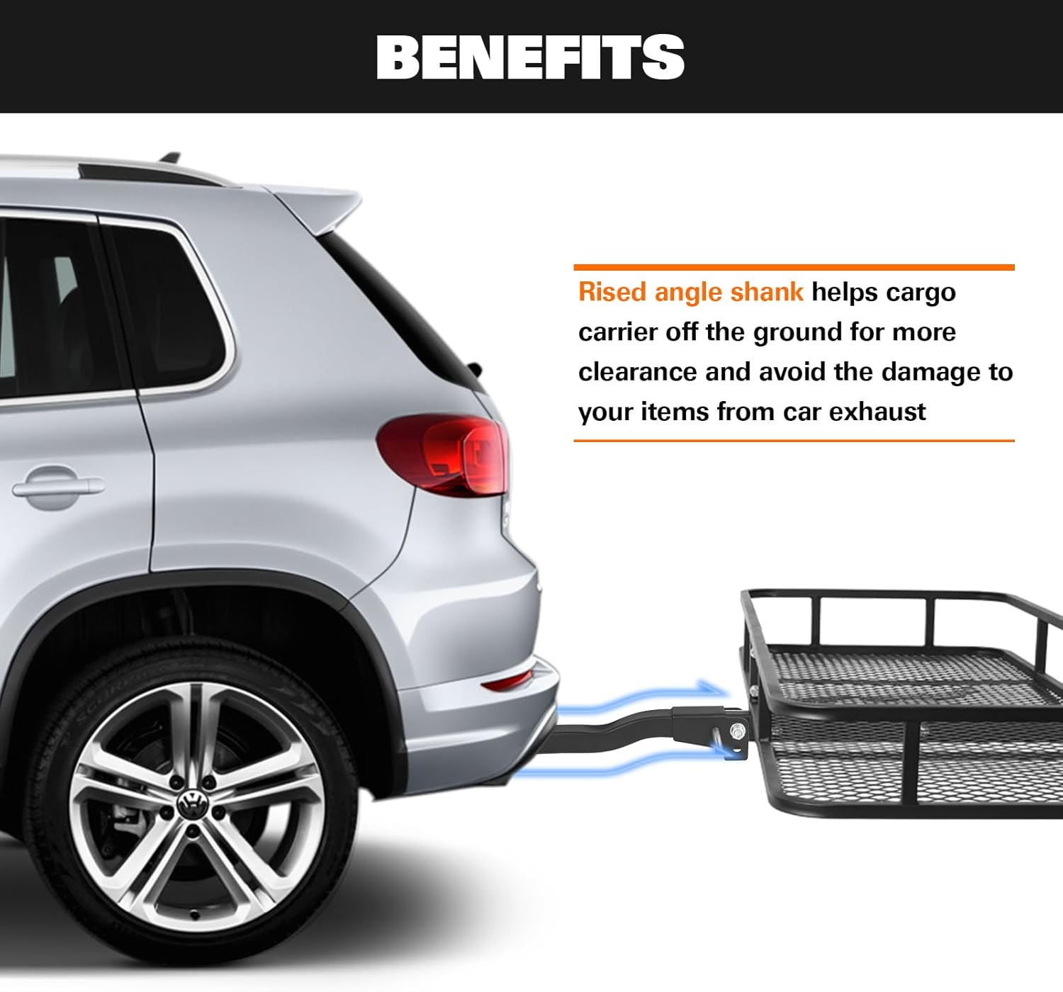 WEIZE Folding Hitch Mount Cargo Carrier - 60" x 20" x 6" with Waterproof Bag & 500 lbs Capacity