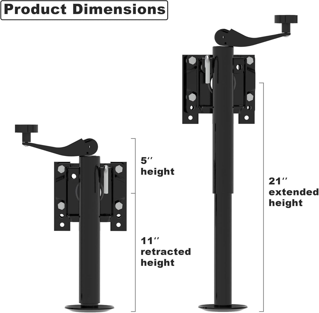 Swivel Bolt-On Trailer Jack - 10" Vertical Movement with Mounting Hardware | 1000 lbs Capacity