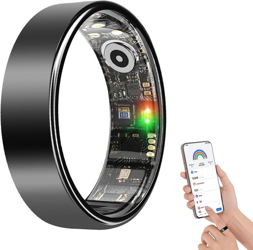 BENIO Gen 2 Smart Ring for Women & Men, Heart Rate,Fitness Tracker with Sleep，Step/Sleep/Blood Oxygen/Heart Rate Tracker, 5ATM Waterproof for iOS and Android,No Subscription, Xmas Gifts,Black 7.5