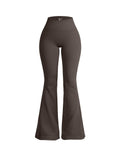 OQQ Women's Flared Pants High Waisted Yoga Leggings Stretchy Bell Buttom Wide Leg Tea Leaf