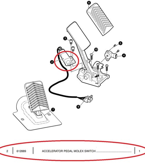 A.A Accelerator Pedal Switch for EZGO RXV Cart # 612889