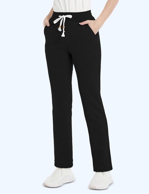 MAGCOMSEN Women's Fleece Sweatpants - Warm Sherpa Lined Lounge Pants with Pockets | Winter Casual Wear
