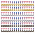 96-Piece Metal Award Medals Set for Sports and Competitions - Gold, Silver & Bronze with Ribbons