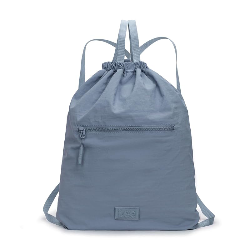 Lightweight Drawstring Backpack Bag with Front Pocket - Water-Resistant Gym & Beach Sackpack, Jean Variation