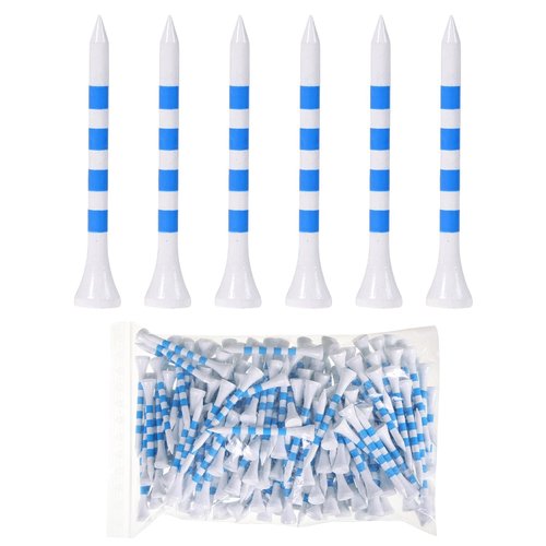 weyleity Bamboo Golf Tees 200 Pack 2-3/4 inch Length | 4 Line Marking Natrual Biodegradable Bamboo Golf Tees, Sturdy and Stable Golf Tees (White/Blue, 2-3/4")