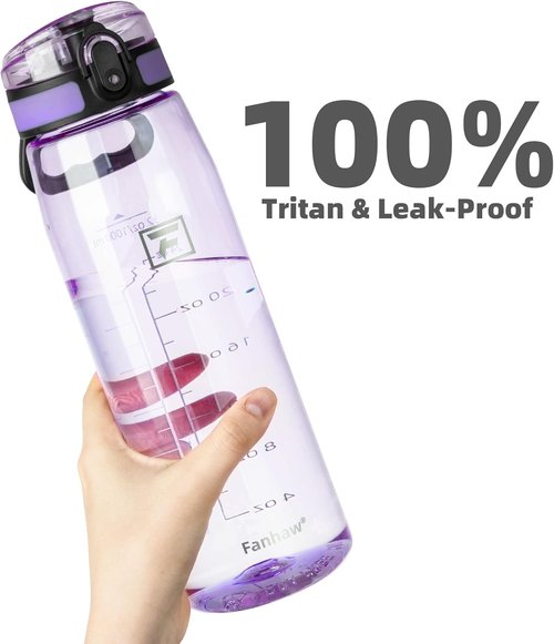 Fanhaw 32 oz Tritan Water Bottle - Clear, BPA-Free, Lightweight & Leak-Proof | Ideal for Gym & Travel