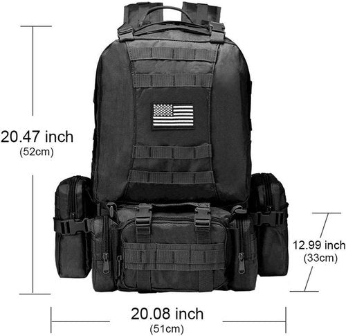 CVLIFE Tactical Backpack - 60L Military Rucksack with Detachable Molle System for Outdoor Adventures