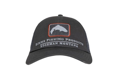 Simms Trout Icon Trucker Hat – Snapback Baseball Cap with Trout Fish, Carbon