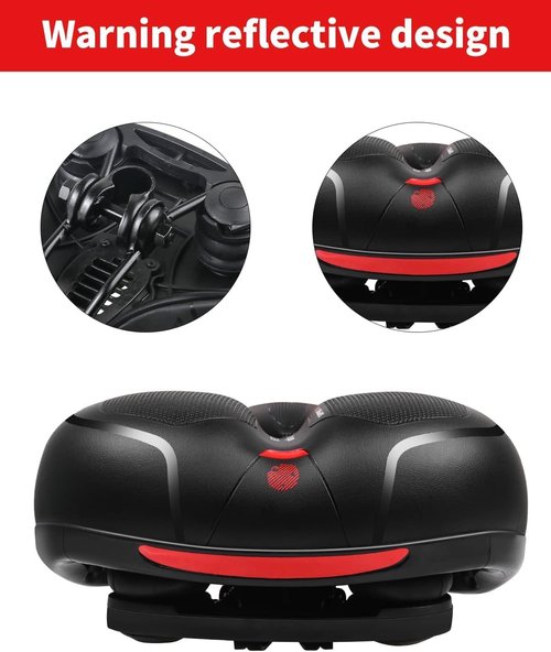 MSDADA Comfortable Bike Seat Cushion - Wide Memory Foam Padding with Dual Shock Absorption | Waterproof Saddle for Men & Women