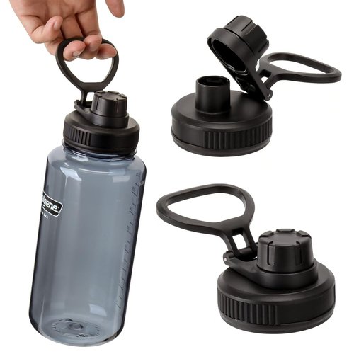 UWSTE 2Pack Replaceable Lids for Nalgene Water Bottles 32 oz, Replacement Cap for Nalgene wide mouth bottle, Loop Top Lid, BPA Free.