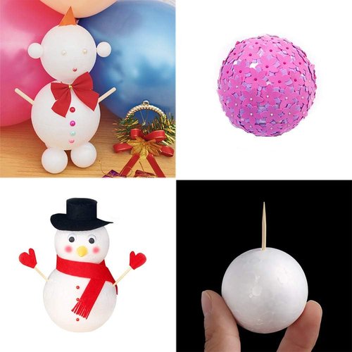 Hesmartly 50-Pack White Craft Balls - Smooth Round Foam Balls for DIY Decorations