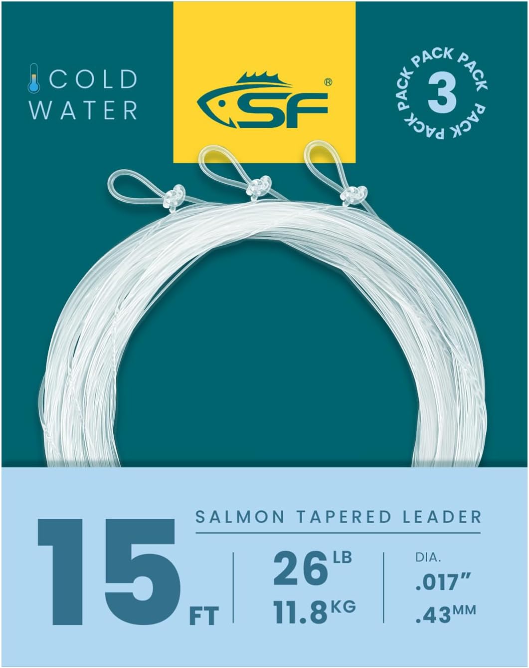 SF Pre-Tied Loop Fly Fishing Leader - Tapered Nylon for Freshwater & Saltwater | 7.5FT to 15FT Options
