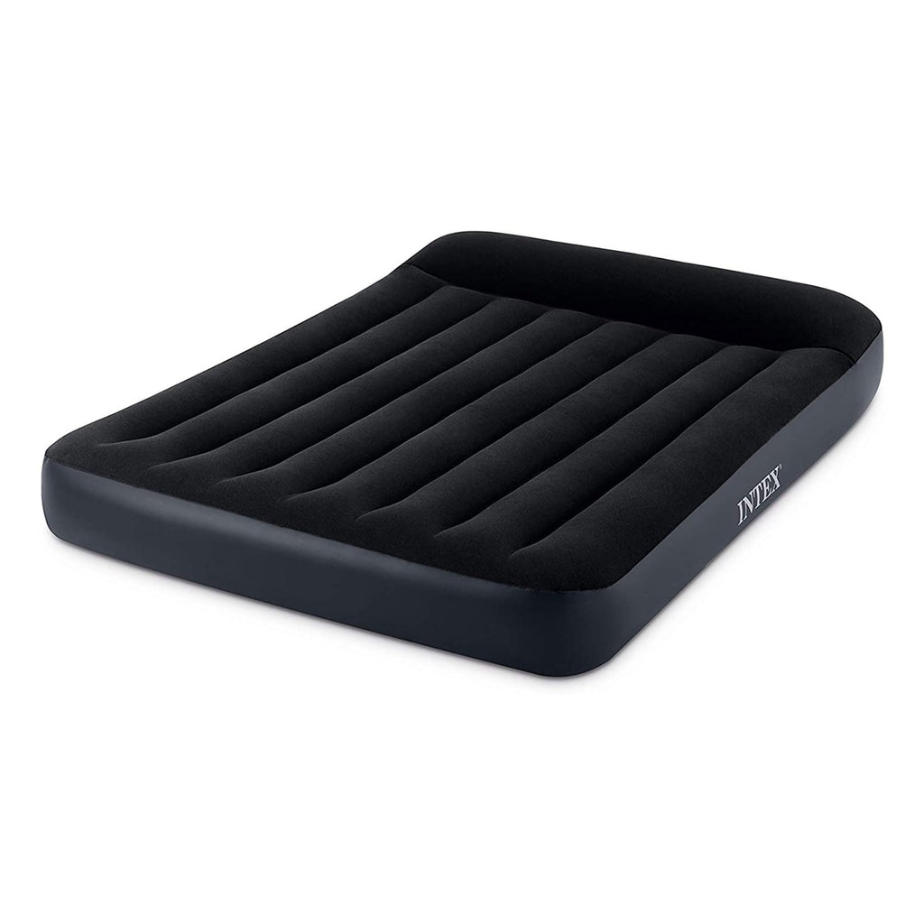 INTEX 64147ED Dura-Beam Standard Pillow Rest Air Mattress: Fiber-Tech – Full Size – Built-in Electric Pump – 10in Bed Height – 600lb Weight Capacity