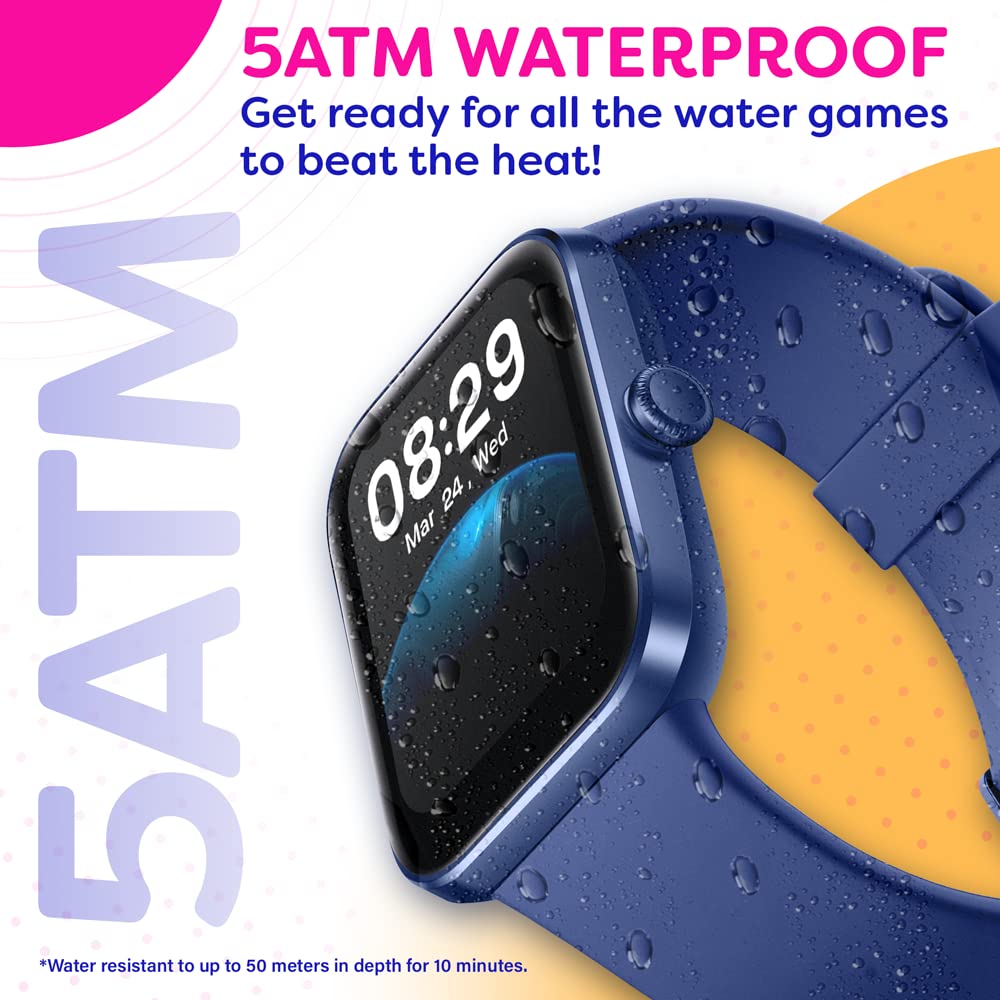 OCTANDRA Go VeryFit 1.69" Smart Watch - Heart Rate Blood Oxygen Saturation Sleep Monitor - Step Counter Pedometer - 5ATM Exercise Activity Fitness Tracker Watches for Men Women (ID207) (Blue)