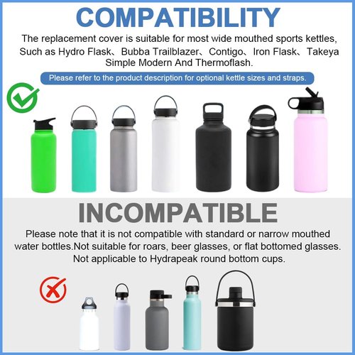 Herxsin 2 PCS Water Bottle Lid Replacement for Wide Mouth 32oz/40oz/64oz, Auto Spout Lid Compatible with Bubba Trailblazer, Portable Replacement Cap, Nozzle with Button Lock