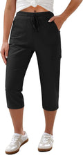 GRAPENT Capri Pants for Women - Casual Elastic Waist Cargo Cropped Chino in Summer Colors