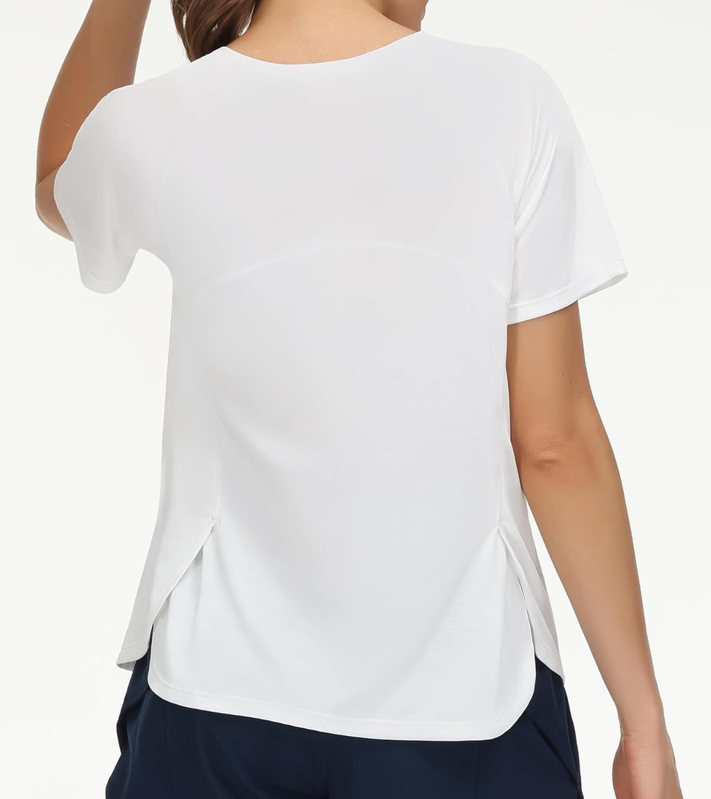 The Gym People Women's Breathable Short Sleeve Yoga Shirts - Athletic Tee with Side Slits