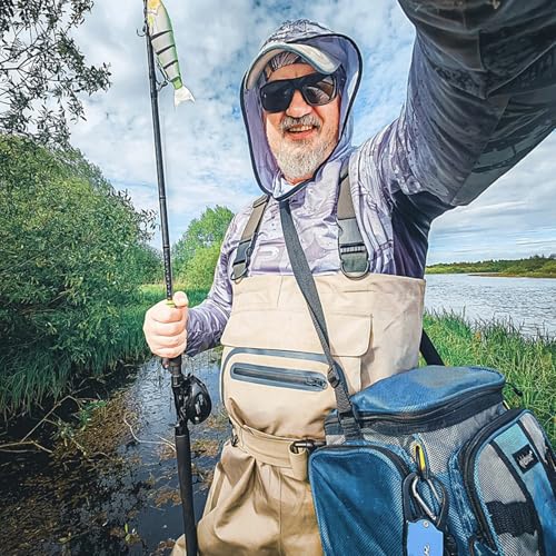 Kylebooker Large Khaki & Olive Green Breathable Stockingfoot Chest Waders for Fishing