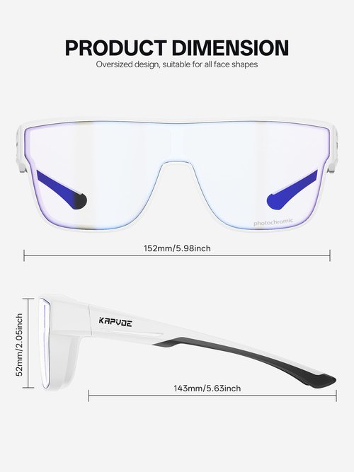 KAPVOE Photochromic Fit Over Glasses Sunglasses for Men Women Oversized Square Sunglasses UV400 Protection TR90 Frame Sports Goggles Cycling Golf Leisure