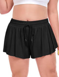 COOTRY Plus Size Flowy Athletic Shorts - 2 in 1 High Waist Butterfly Design for Summer Workouts