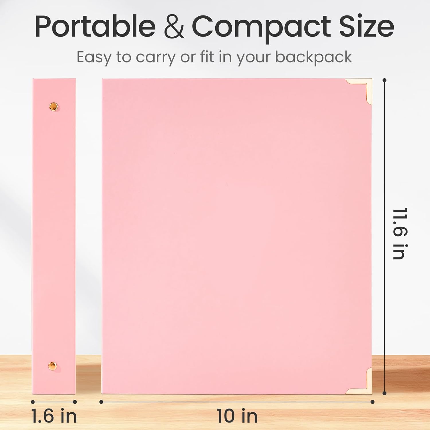 Sooez 1 Inch Cute 3 Ring Binder - Gold Foil & Metal Corners | Recipe Binder for 8.5" x 11" Paper