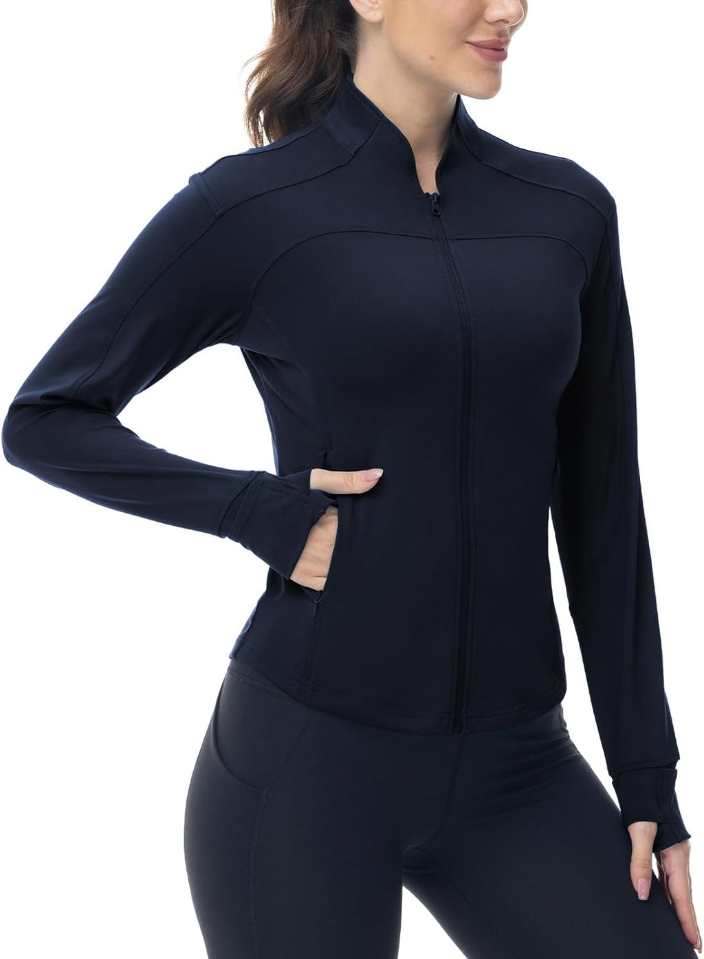 BGOWATU Women's Lightweight Workout Jacket - Zip-Up Athletic Jacket with Thumb Holes for Comfort